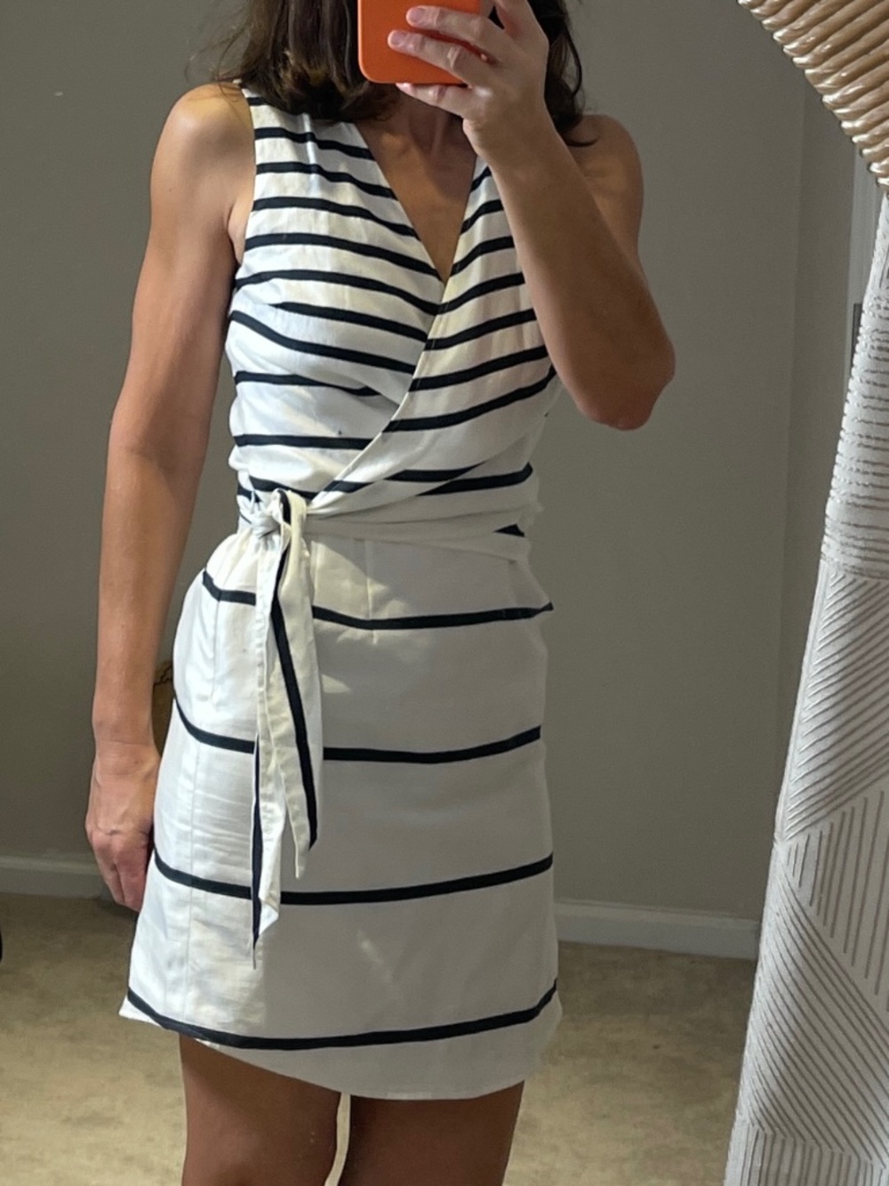 Faconnable wrap beach french style Dress small  blue/ white stripe women 34 /XS